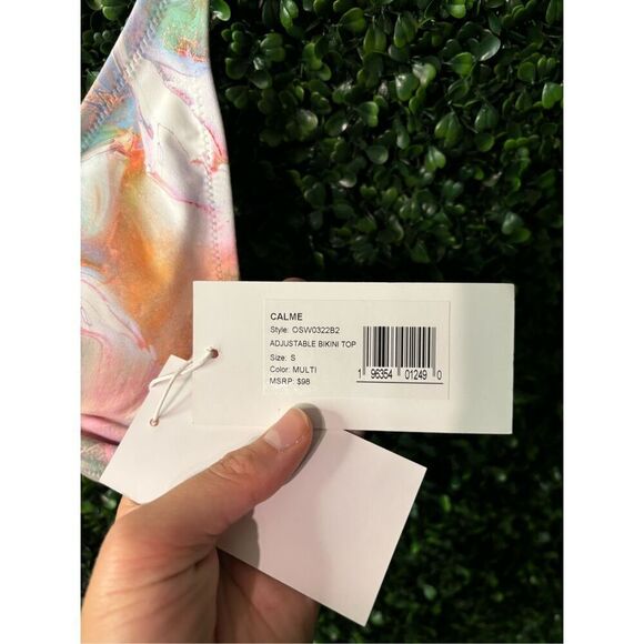 Johnny Was Calme White and Multicolor Bikini Top Adjustable Straps Size Small NW - Picture 3 of 5